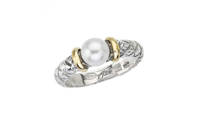 Alisa 18k Gold and Sterling Silver Pearl Traversa Ring