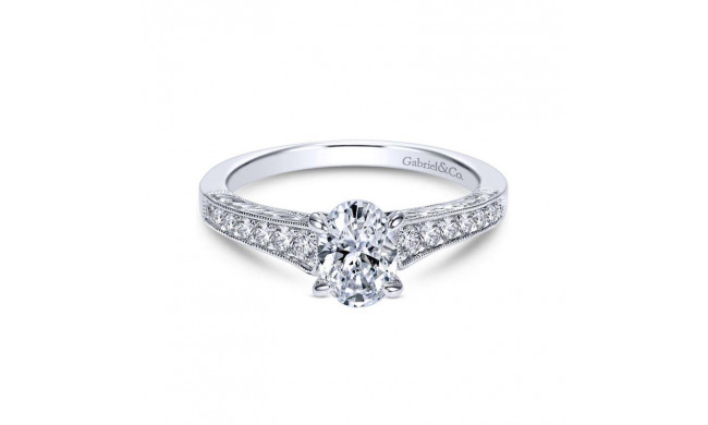 Gabriel & Co. 14k White Gold Victorian Straight Engagement Ring - ER8805W44JJ