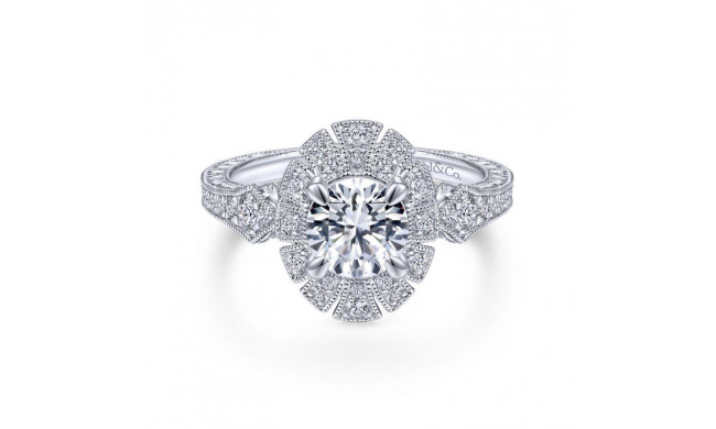 Gabriel & Co. 14k White Gold Art Deco Halo Engagement Ring - ER14445R4W44JJ