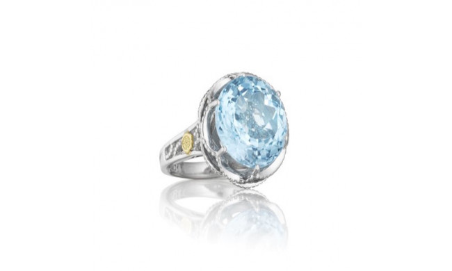 Tacori Sterling Silver Crescent Crown Gemstone Men's Ring - SR12302