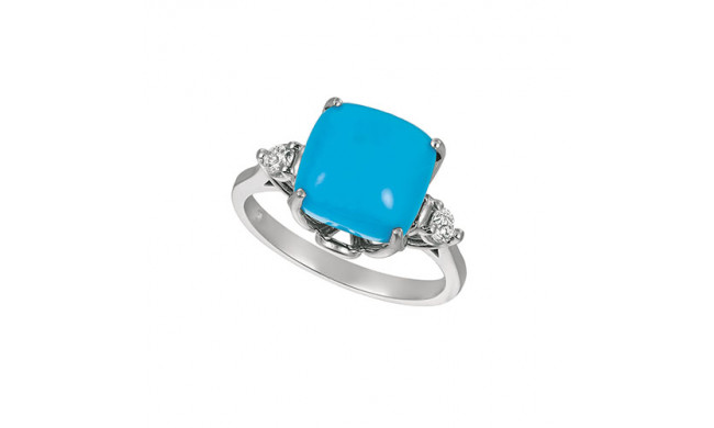 Jewelmi Custom 14k White Gold Turquoise Diamond Ring