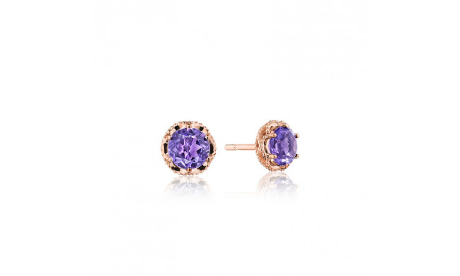Tacori 14k Rose Gold Crescent Crown Gemstone Stud Earring - SE25301FP