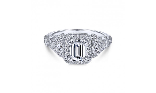 Gabriel & Co. 14k White Gold Victorian Halo Engagement Ring - ER14304W44JJ