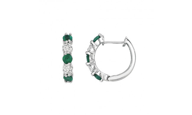 Jewelmi Custom 14k White Gold Emerald Diamond Hoop Earrings