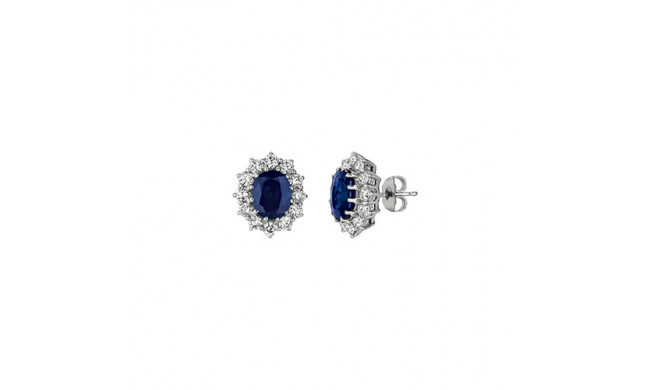Jewelmi Custom 14k White Gold Sapphire Diamond Earrings