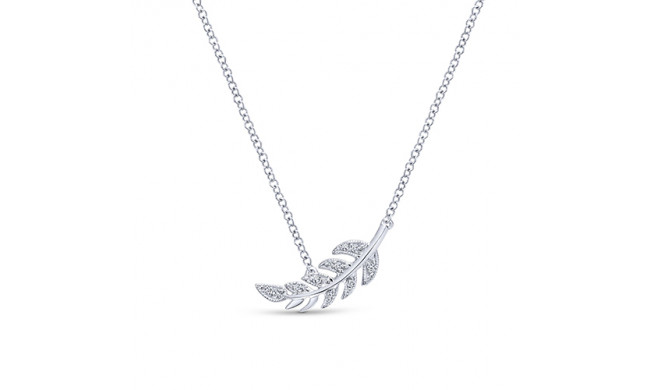 Gabriel & Co. 14k White Gold Leaf Design Diamond Necklace