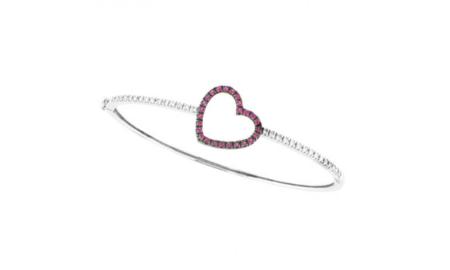 Jewelmi Custom 14k White Gold Sapphire Diamond Bangle Bracelet