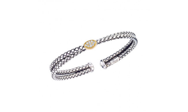 Alisa Sterling Silver & 18k Yellow Gold Diamond Crossover Cuff Bracelet