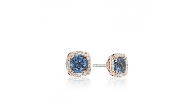 Tacori 18k Rose Gold Crescent Crown Diamond and Gemstone Stud Earring - SE244P33