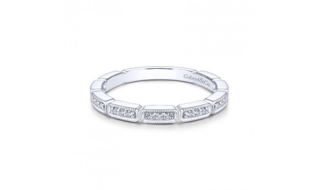 Gabriel & Co. 14k White Gold Victorian Diamond Wedding Band - WB13914R4W44JJ