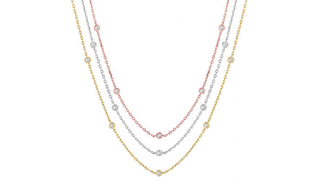 Jewelmi Custom 14k Tri Tone Gold Diamond Necklace