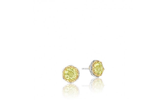 Tacori Sterling Silver and 18k Yellow Gold Crescent Crown Gemstone Stud Earring - SE105Y07