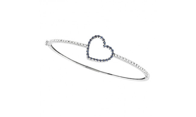 Jewelmi Custom 14k White Gold Sapphire Diamond Bangle Bracelet