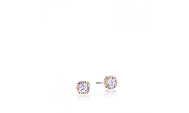 Tacori Sterling Silver and 18k Rose Gold Crescent Crown Gemstone Stud Earring - SE244P13