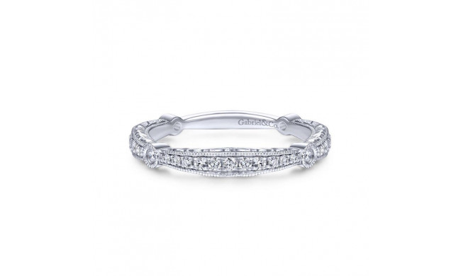 Gabriel & Co. 14k White Gold Victorian Diamond Wedding Band - WB14433R4W44JJ