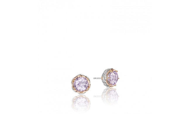 Tacori Sterling Silver and 18k Rose Gold Crescent Crown Gemstone Stud Earring - SE105P13