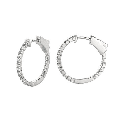 Jewelmi Custom 14k White Gold Diamond Hoop Earrings | JewelMi Jewelers