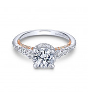 Gabriel & Co. 14k Two Tone Gold Crown Straight Engagement Ring - ER13829R4T44JJ