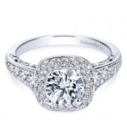 Gabriel & Co. 14k White Gold Victorian Halo Engagement Ring - ER7293W44JJ