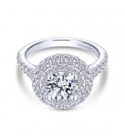 Gabriel & Co. 14k White Gold Rosette Double Halo Engagement Ring - ER13864R4W44JJ