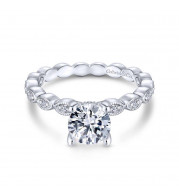 Gabriel & Co. 14k White Gold Victorian Straight Engagement Ring - ER13910R4W44JJ