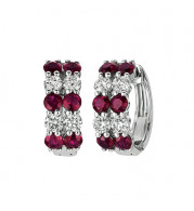 Jewelmi Custom 14k White Gold Ruby Diamond Hoop Earrings