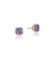Tacori Sterling Silver and 18k Rose Gold Crescent Crown Gemstone Stud Earring - SE244P01