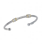 Alisa Sterling Silver & 18k Yellow Gold Diamond Cuff Bangle Bracelet
