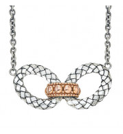 Alisa 18k Two Tone Gold and Sterling Silver Crossover Ornament Basketweave Pendant