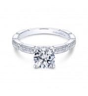 Gabriel & Co. 14k White Gold Victorian Straight Engagement Ring - ER13914R4W44JJ