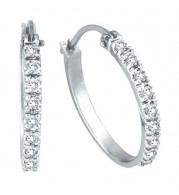 Jewelmi Custom 14k White Gold Diamond Hoop Earrings