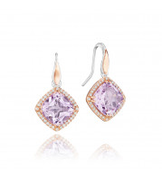 Tacori Sterling Silver and 18k Rose Gold Crescent Crown Gemstone Drop Earring - SE180P13