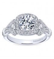 Gabriel & Co. 14k White Gold Victorian Vintage Engagement Ring - ER7479W44JJ