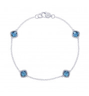 Tacori Sterling Silver Crescent Embrace Gemstone Women's Bracelet - SB22833