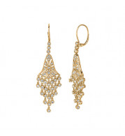 Jewelmi Custom 14k Yellow Gold Diamond Chandelier Earrings