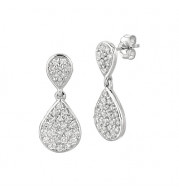 Jewelmi Custom 14k White Gold Diamond Drop Earrings
