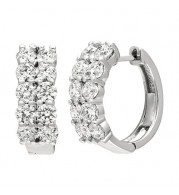 Jewelmi Custom 14k White Gold Diamond Hoop Earrings