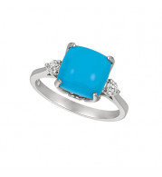 Jewelmi Custom 14k White Gold Turquoise Diamond Ring