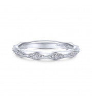 Gabriel & Co. 14k White Gold Victorian Diamond Wedding Band - WB14427R4W44JJ