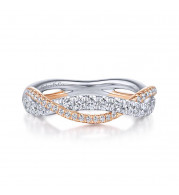 Gabriel & Co. Two Tone 14k Gold Contemporary Curved Wedding Band - WB14460R4T44JJ