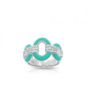 Belle Etoile Connection Aqua Enamel and CZ Ring