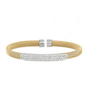 Jewelmi Custom 14k Two Tone Gold Diamond Bangle Bracelet