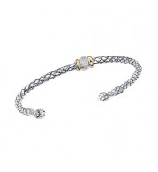 Alisa Sterling Silver & 18k Yellow Gold Diamond Cuff Bangle Bracelet