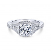 Gabriel & Co. 14k White Gold Victorian Halo Engagement Ring - ER12580R4W44JJ