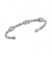 Alisa Sterling Silver & 18k Yellow Gold Diamond Cuff Bangle Bracelet