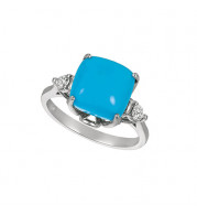 Jewelmi Custom 14k White Gold Turquoise Diamond Ring