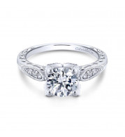 Gabriel & Co. 14k White Gold Victorian Straight Engagement Ring - ER13848R4W44JJ