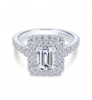 Gabriel & Co. 14k White Gold Rosette Double Halo Engagement Ring - ER13866E4W44JJ