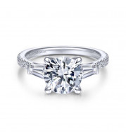 Gabriel & Co. 14k White Gold Contemporary 3 Stone Engagement Ring - ER14796R8W44JJ