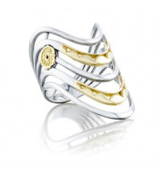Tacori Sterling Silver & 18k Yellow Gold Crescent Cove Men's Ring - SR220
